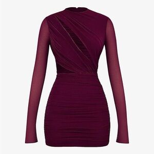 House of CB Burgundy Long Sleeve Dress